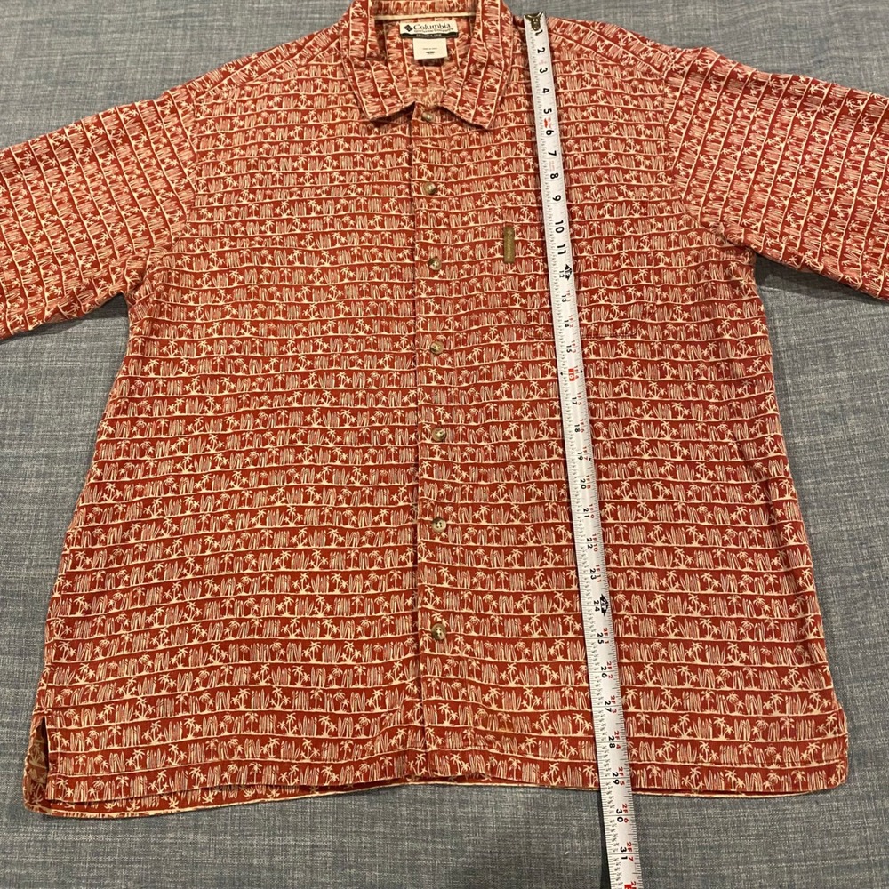 Columbia Mens Large Palm Tree Surfboard Tropical Button Down Shirt Orange AM7157 - Picture 6 of 10
